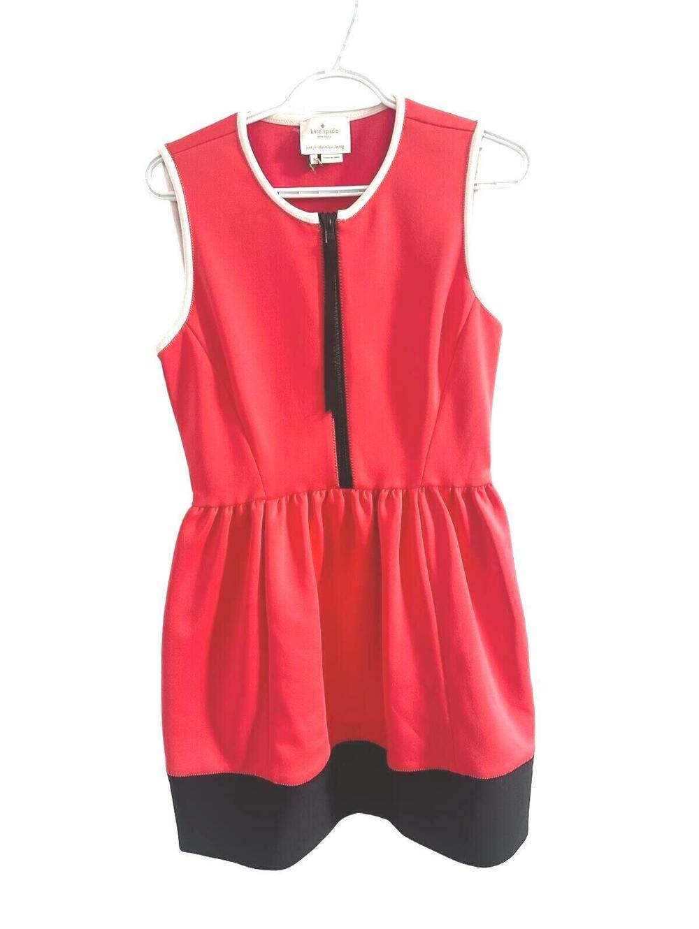 Kate Spade Bright Pink & Black Scuba Sleeveless Dress with Front Zipper - 8
